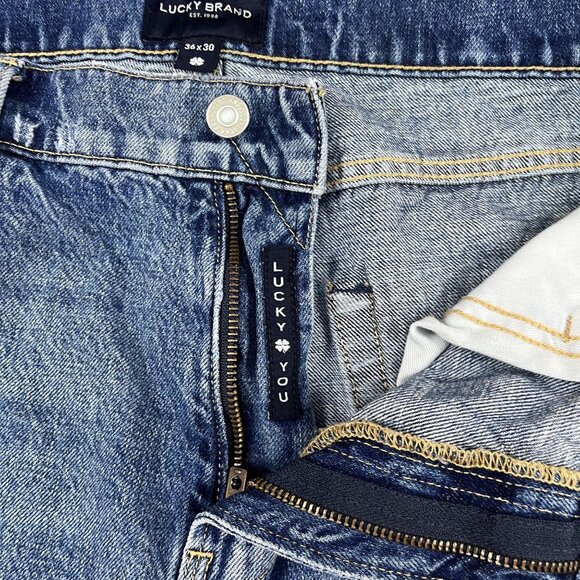 Lucky Brand Jeans Mens 36x30 410 Athletic Straight Blue Mid Rise Denim - Picture 8 of 10